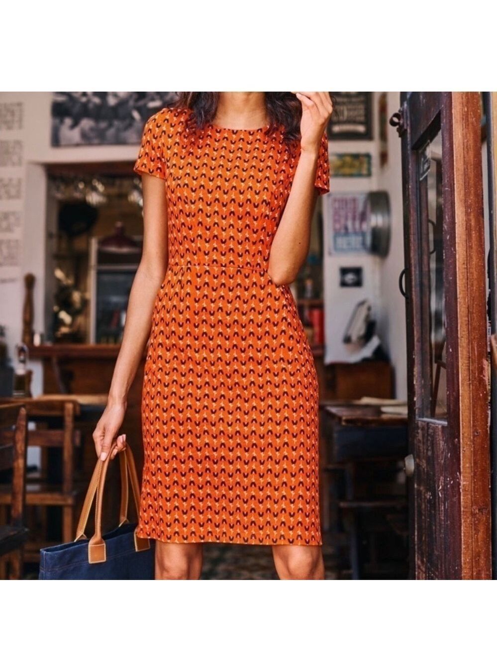 Boden Phoebe Tulip Jersey Cotton Knit Midi Beachy Summer Dress 4Long NWOT